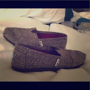 Toms Herringbone Sparkle Slip-ons